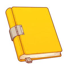 Aufkleber - vibrant yellow book with metal clasp, featuring simple and clean design, isolated on white background. book cover is smooth, and clasp adds touch of functionality and style