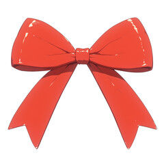 Aufkleber - shiny red ribbon bow isolated on white background, showcasing its vibrant color and elegant design. Perfect for gift wrapping, decoration, or festive occasions