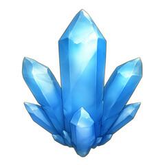 Poster - cluster of vibrant blue healing crystals with sharp edges and glossy finish, isolated on white background, exuding sense of tranquility and energy