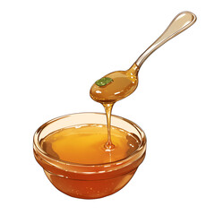 Aufkleber - spoon drizzles golden honey into glass bowl, creating sweet and inviting scene. honey rich texture and warm color are highlighted against clear glass, evoking sense of natural sweetness