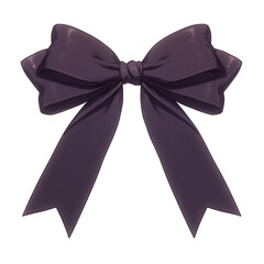 Poster - shiny purple ribbon bow with elegant loops and tails, isolated on white background, perfect for gift wrapping or decoration