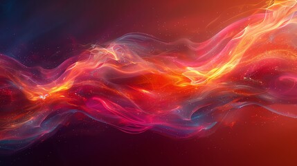 Canvas Print - abstract fiery wave with glowing particles.