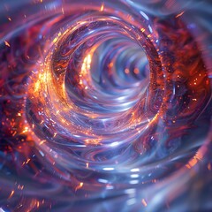 Canvas Print - abstract swirling tunnel of vibrant light and fire.