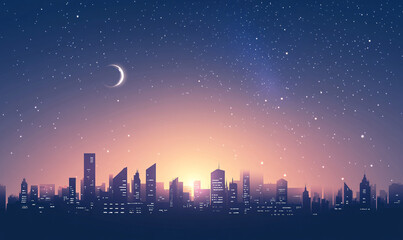 Wall Mural - night city landscape-generative ai