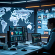 © Wuttichai - Analyzing global data trends in a high tech control room environment, photorealistic of surveillance and analysis concept.