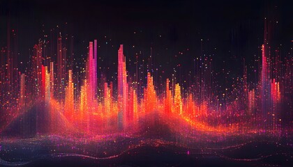 Poster - A vibrant digital representation of sound waves, showcasing a spectrum of colors and dynamic patterns that evoke energy and movement. Perfect for tech and audio-related projects.