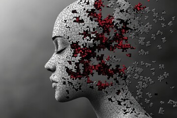 Poster - Exploring the human mind a minimalist line art profile fragment artistic interpretation digital art abstract environment profile view conceptual art