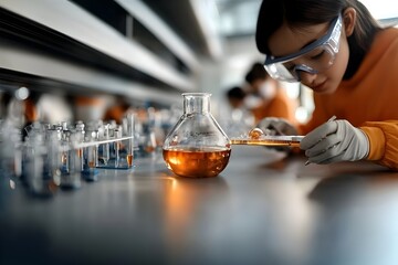 Poster - State-of-the-Art University Science Lab with Engaged Students Conducting Experiments