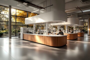 Poster - State-of-the-Art University Science Laboratory with Engaged Students Conducting Experiments