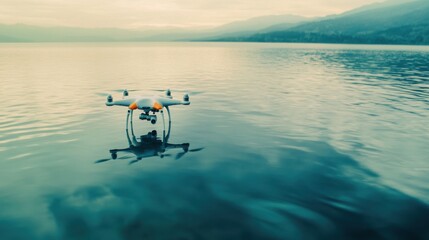 Leinwandbilder - A high-tech AI-driven autonomous drone for precision oceanic pollution monitoring, clean marine environment with drones designed for detailed tracking and analysis of ocean pollution levels