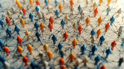 Poster - Exploring the social network landscape overhead view of connected crowd urban environment conceptual visualization