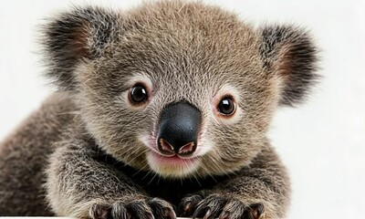 Poster - Adorable Koala Bear Cub Close Up with Soft Fur and Curious Eyes : Generative AI