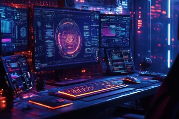 Poster - Exploring data streams in a virtual reality hub holographic workstation experience in a futuristic environment