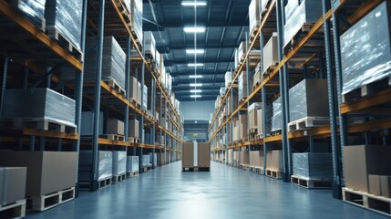Aufkleber - A high-tech AI-driven smart warehouse management system, modern industrial setting with advanced robotics and automated inventory tracking technology, Industrial style