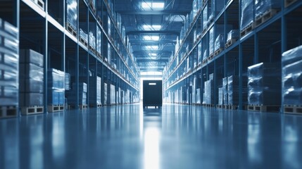 Aufkleber - A high-tech AI-driven smart warehouse management system, modern industrial setting with advanced robotics and automated inventory tracking technology, Industrial style