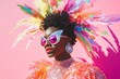 © InfiniteStudio - Celebration in vivid colors showcasing carnival float attire and vibrant sequins against a bright pink backdrop