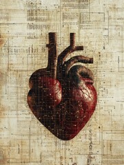 Aufkleber - A vivid representation of a human heart is surrounded by intricate digital code, highlighting the intersection of nature and technology. Generative AI