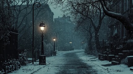 Poster - A cold, empty street with no cars and only distant echoes of footsteps, the loneliness in the air amplified
