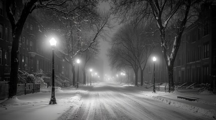 Poster - A cold, empty street with no cars and only distant echoes of footsteps, the loneliness in the air amplified