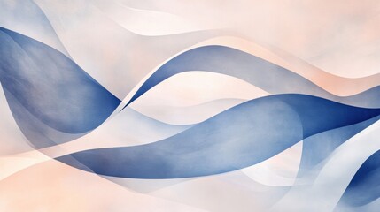 Poster - Soft and Serene Abstract Waves in Blue and Pastel Tones for Tranquil Designs and Backgrounds in Digital Media and Print Projects