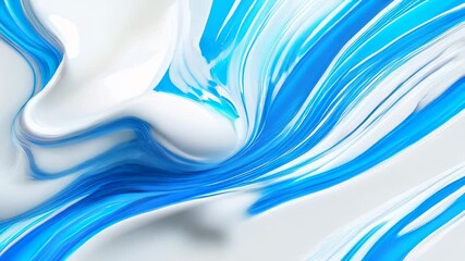 Poster - Fluid, flowing blue and white marble texture with swirling patterns, creating a calming and dynamic abstract background.