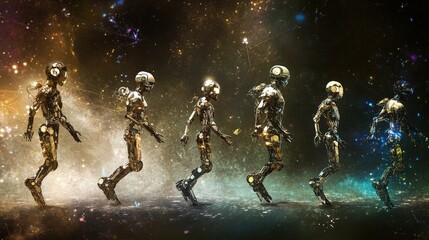 Poster - A digital representation of AI evolving with each training phase, as algorithms analyze, learn, and adjust for greater accuracy