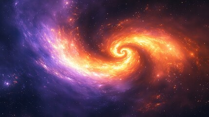 Wall Mural - Fiery cosmic swirl, nebula galaxy spiral.