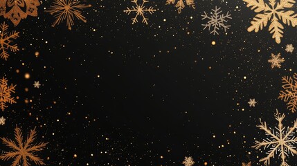 Poster - Festive border of gold snowflakes, clean copy space on transparent background, creating a delicate holiday overlay.