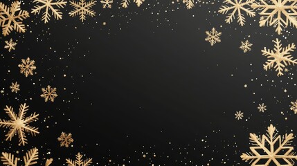 Poster - Holiday border of gold snowflakes, copy space on a transparent background, with an abstract festive touch.