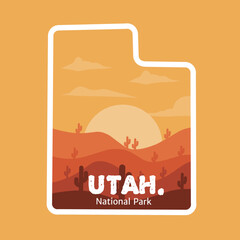 utah desert with sunset scenery perfect for sticker, etc
