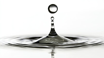 Poster - Isolated water splash with droplets suspended mid-air on a pristine white background for a minimalist look.