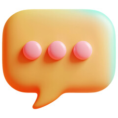 Poster - 3D A cartoonish orange and pink speech bubble with three pink dots on it isolated on transparent or white background, png