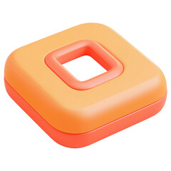 Poster - 3D A square object with an orange and orange border isolated on transparent or white background, png