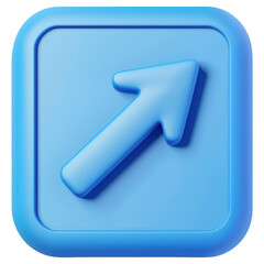 Poster - 3D A blue square with a blue arrow pointing upwards isolated on transparent or white background, png
