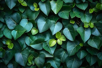 Aufkleber - Lush green ivy leaves with varying shades creating a serene natural pattern : Generative AI