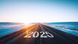 © Nurullah - Road to 2025: A scenic winter highway stretches towards a vibrant sunrise, the year '2025' painted boldly on the asphalt, symbolizing new beginnings and journeys ahead.