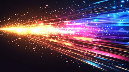 Aufkleber - Colorful streaks of light speeding across the dark in futuristic motion graphics style : Generative AI