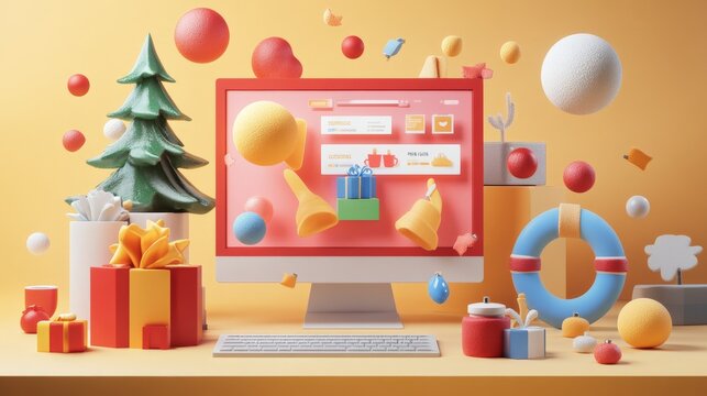 Vibrant Holiday Shopping Graphic for Online Promotions