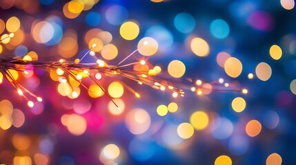 Leinwandbilder - Vivid Twinkling Bokeh Lights in Multicolor Display for Festive Holiday Backgrounds : Generative AI