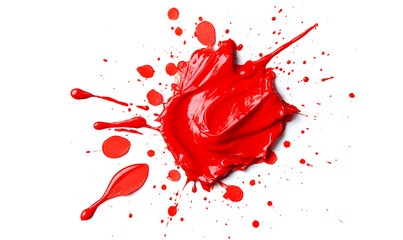 Poster - A vibrant splash of red paint explodes against a clean white backdrop, creating an abstract image of motion and energy.