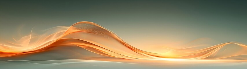 Poster - An abstract wave of flowing orange and gold hues set against a smooth gradient background, creating a serene and dynamic visual experience.