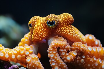 Poster - Detailed Orange Octopus with Intricate Patterns and Textures : Generative AI