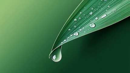 Aufkleber - Dew-Draped Leaf Closeup Showcasing Nature's Pure and Refreshing Beauty : Generative AI
