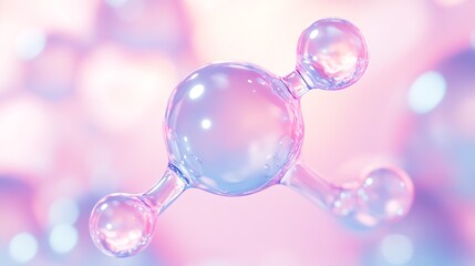 Aufkleber - Abstract Molecular Structure with Pastel Colored Spheres and Soft Background : Generative AI
