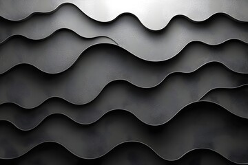 Poster - An abstract composition showcasing flowing, wavy patterns in dark gray tones, creating a sense of depth and movement against a soft light backdrop.