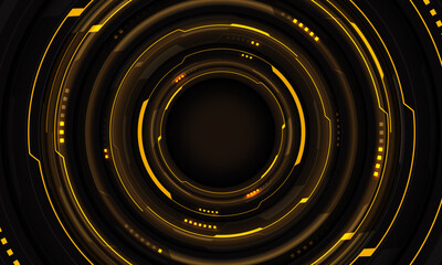 Poster - Yellow light grey cyber line circle system technology futuristic design modern creative on black background vector