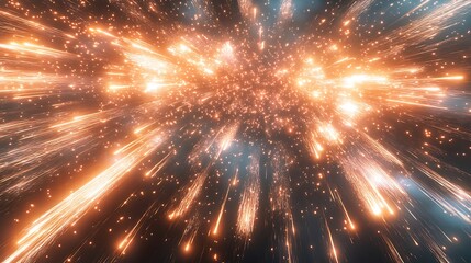 Wall Mural - abstract light streaks, glowing particles, cosmic explosion.