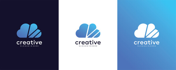 Idea technology cloud vector logo design	