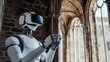 © ArpPSIqee - A robotic teacher conducting virtual reality history lessons in a medieval castle, educational and historical setting with VR headsets and medieval architecture