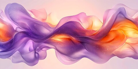 Poster - A mesmerizing abstract wave of flowing colors in shades of purple, orange, and pink, creating a dreamy and vibrant atmosphere, perfect for artistic backgrounds.